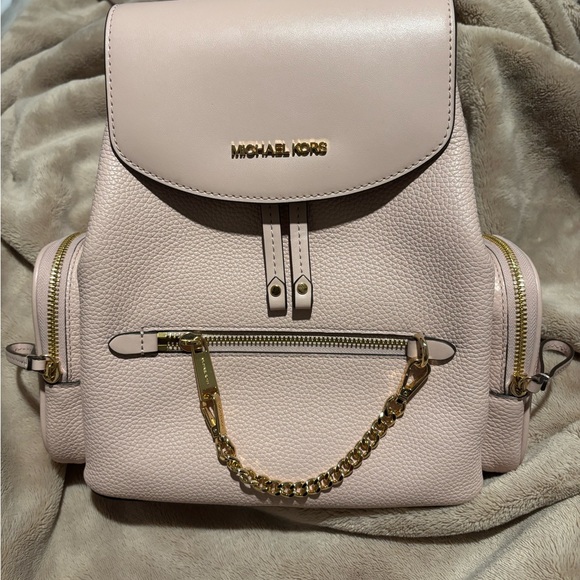 Michael Kors Pink Backpack with Gold Chain Detail - Picture 1 of 6